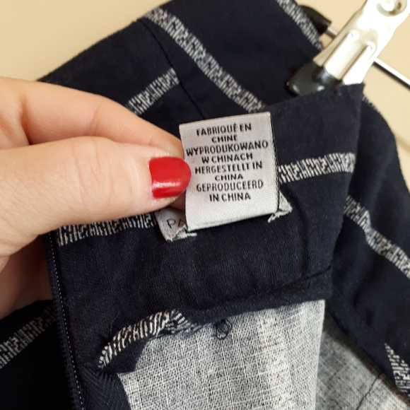 PARAPHRASE Pencil Skirt with Belt in Navy Blue Pinstripe - Picture 8 of 10